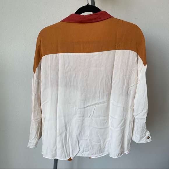Orange Color-Block Button Up - M - Picture 6 of 7